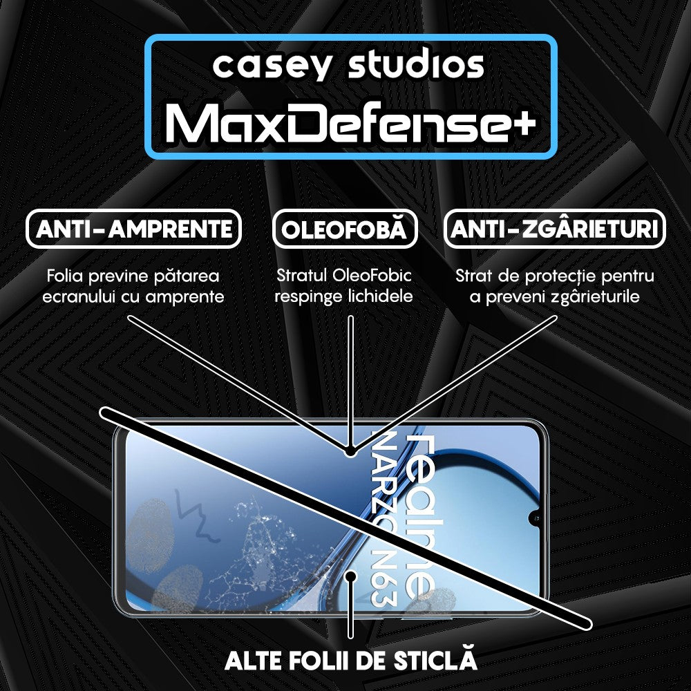 Folie Sticla MaxDefense+ - Realme Narzo N63 - Negru