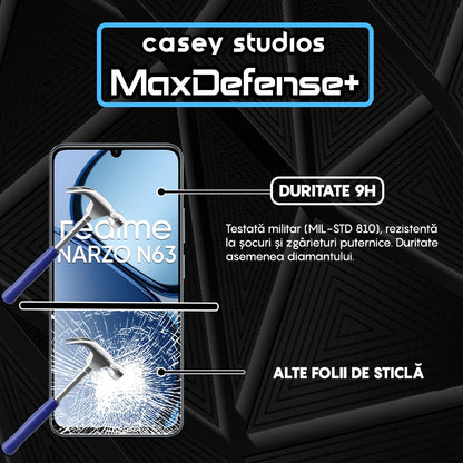Folie Sticla MaxDefense+ - Realme Narzo N63 - Negru