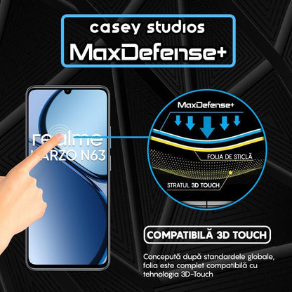 Folie Sticla MaxDefense+ - Realme Narzo N63 - Negru