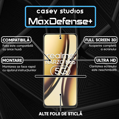 Folie Sticla MaxDefense+ - Realme Narzo N65 - Negru