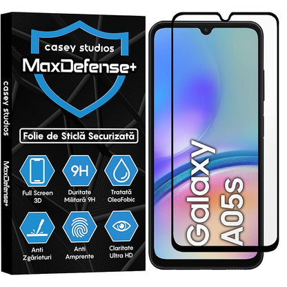 Folie Sticla MaxDefense+ - Samsung Galaxy A05/A05s - Negru
