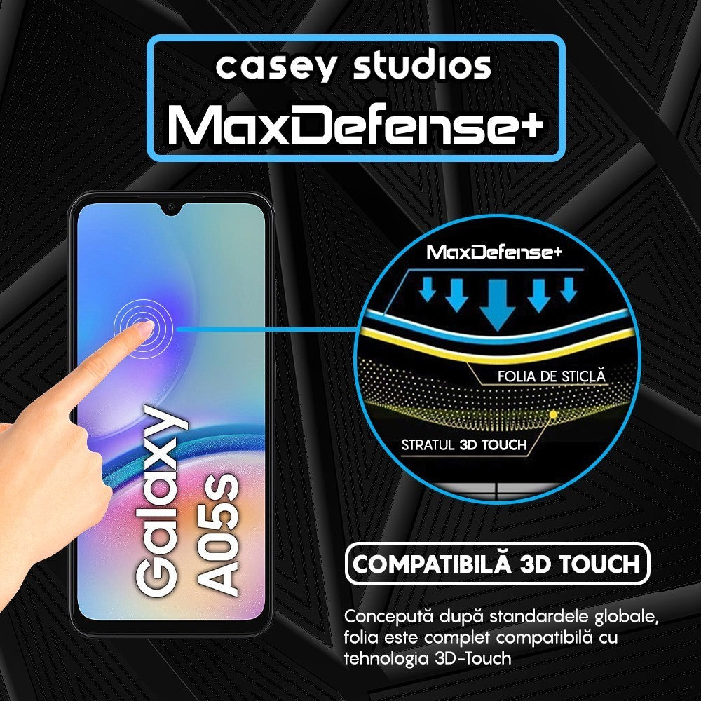 Folie Sticla MaxDefense+ - Samsung Galaxy A05/A05s - Negru
