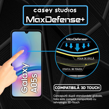 Folie Sticla MaxDefense+ - Samsung Galaxy A05/A05s - Negru