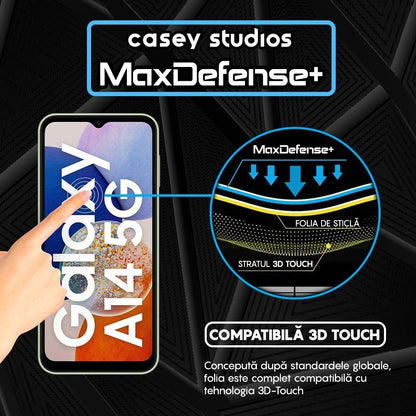 Folie Sticla MaxDefense+ - Samsung Galaxy A14 5G - Negru