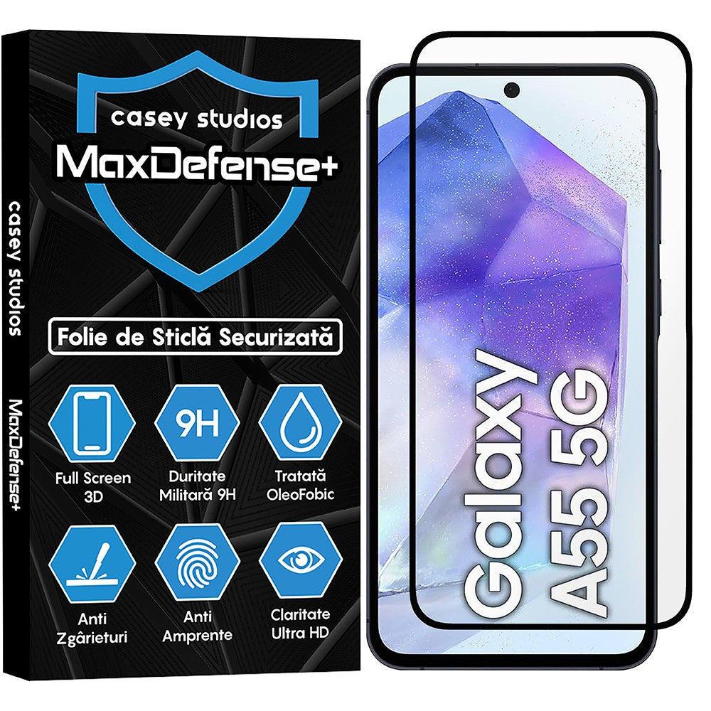 Folie Sticla MaxDefense+ - Samsung Galaxy A35/A55 - Negru