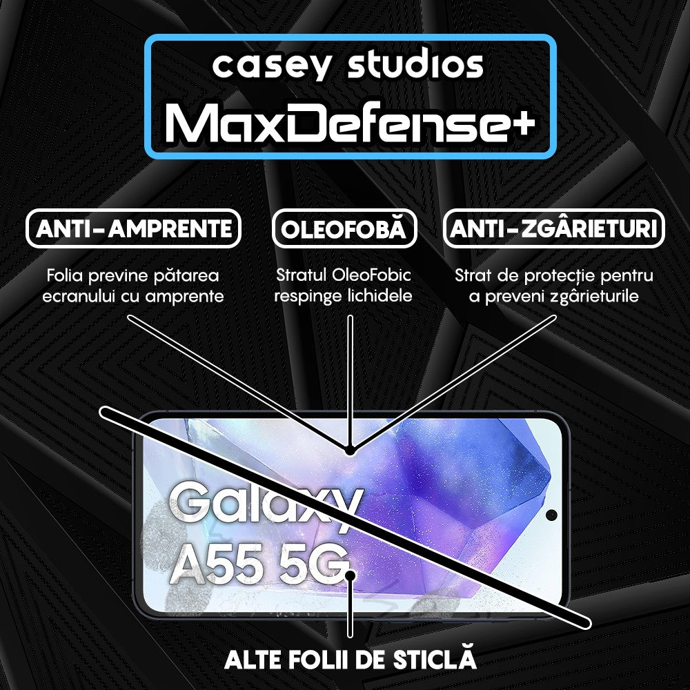 Folie Sticla MaxDefense+ - Samsung Galaxy A35/A55 - Negru