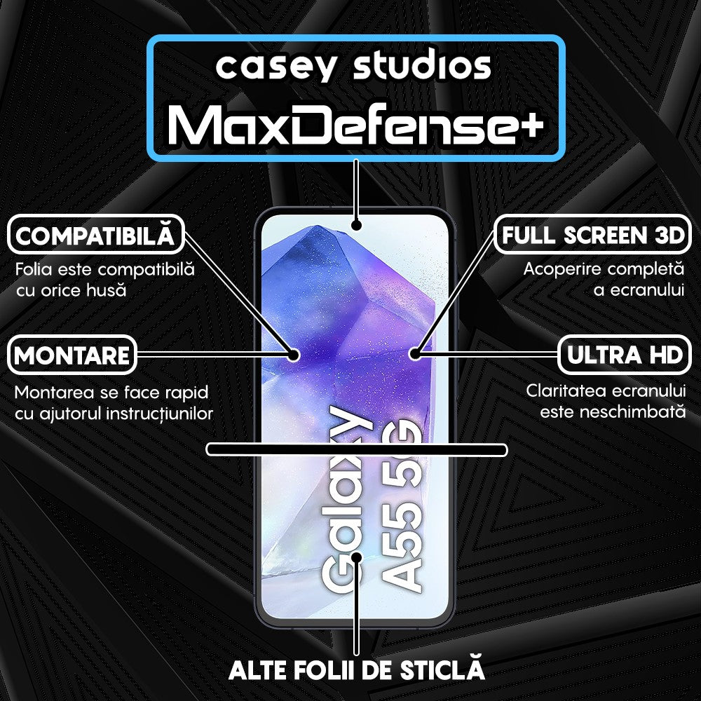 Folie Sticla MaxDefense+ - Samsung Galaxy A35/A55 - Negru