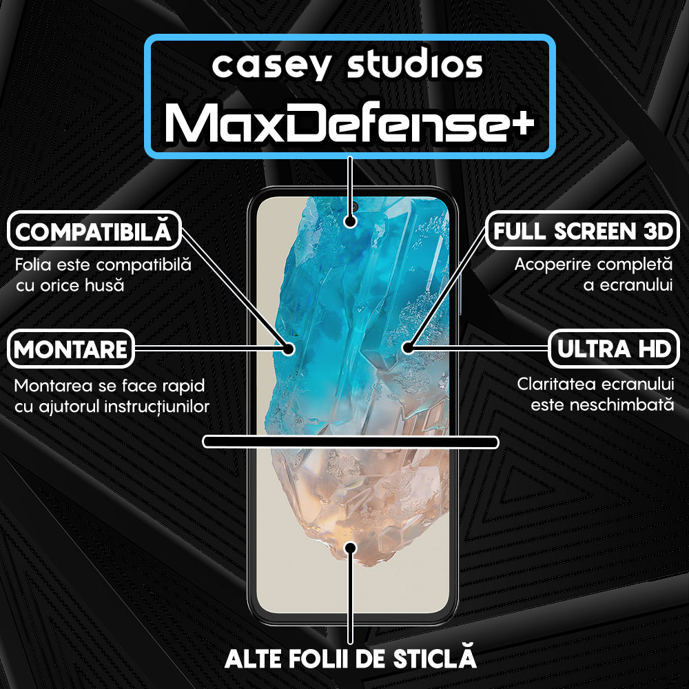 Folie Sticla MaxDefense+ - Samsung Galaxy M35 - Negru