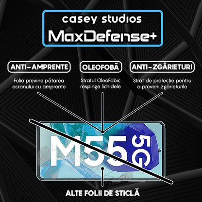 Folie Sticla MaxDefense+ - Samsung Galaxy M55 - Negru