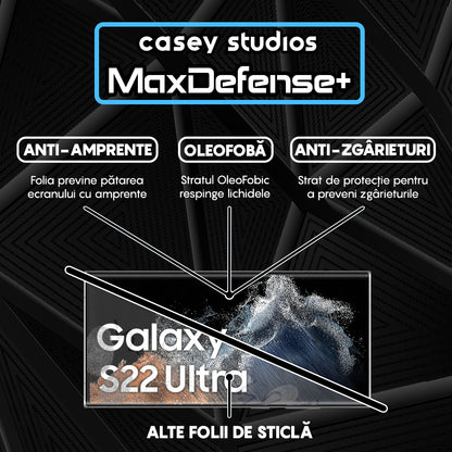 Folie Sticla MaxDefense+ - Samsung Galaxy S22 Ultra 5G - Negru