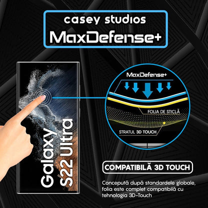 Folie Sticla MaxDefense+ - Samsung Galaxy S22 Ultra 5G - Negru