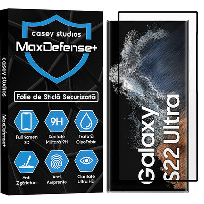 Folie Sticla MaxDefense+ - Samsung Galaxy S22 Ultra 5G - Negru