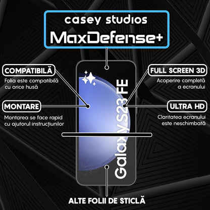 Folie Sticla MaxDefense+ - Samsung Galaxy S23 FE/A54 - Negru