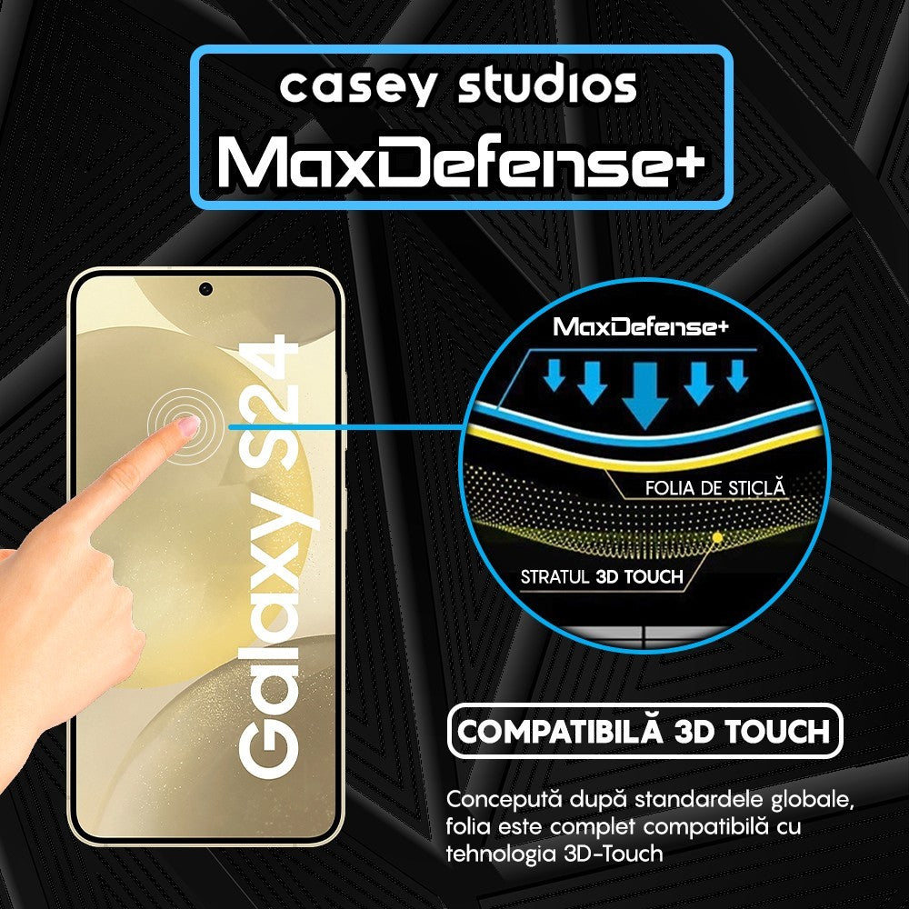 Folie Sticla MaxDefense+ - Samsung Galaxy S24 - Negru
