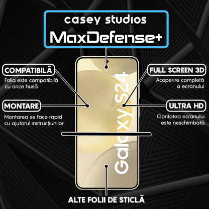 Folie Sticla MaxDefense+ - Samsung Galaxy S24 - Negru