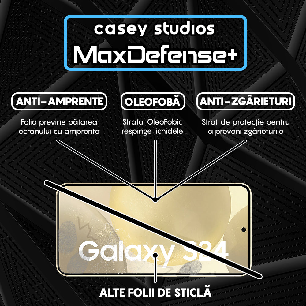 Folie Sticla MaxDefense+ - Samsung Galaxy S24 - Negru