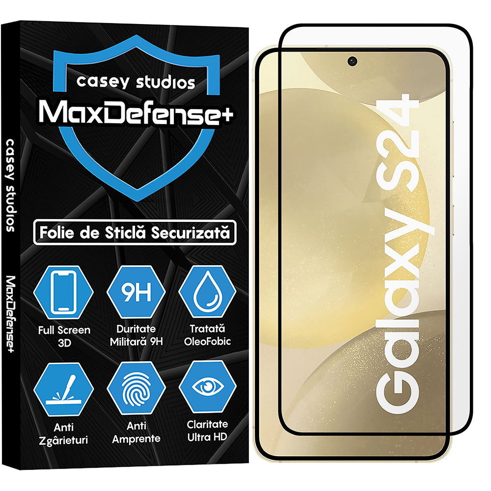 Folie Sticla MaxDefense+ - Samsung Galaxy S24 - Negru