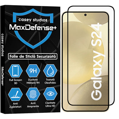Folie Sticla MaxDefense+ - Samsung Galaxy S24 - Negru