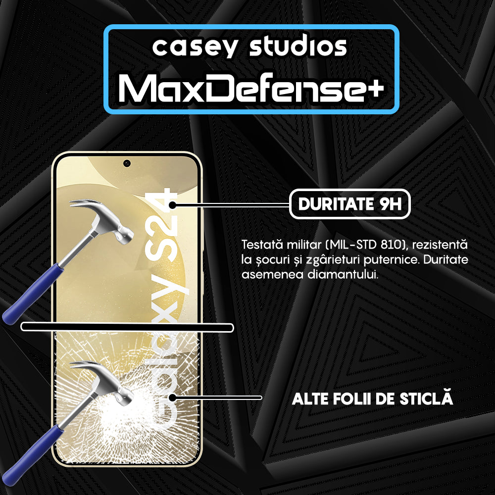 Folie Sticla MaxDefense+ - Samsung Galaxy S24 - Negru