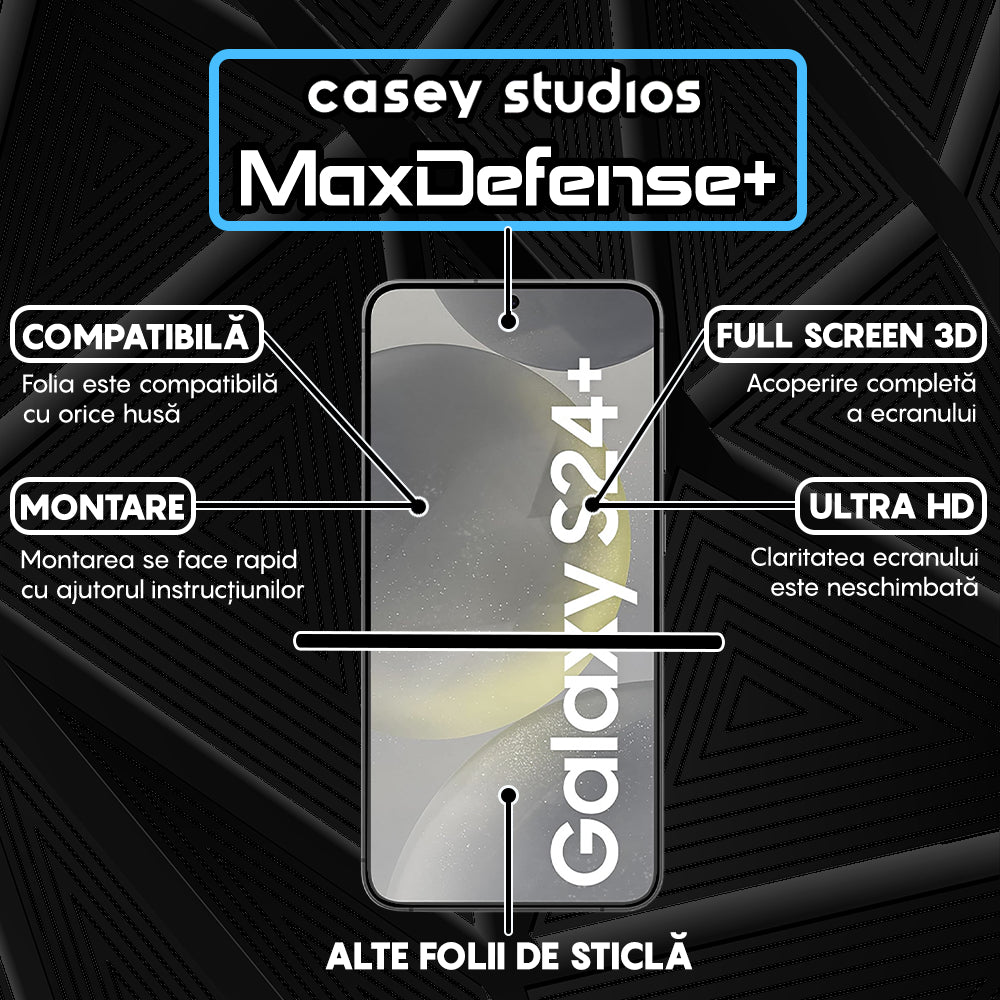 Folie Sticla MaxDefense+ - Samsung Galaxy S24 Plus - Negru
