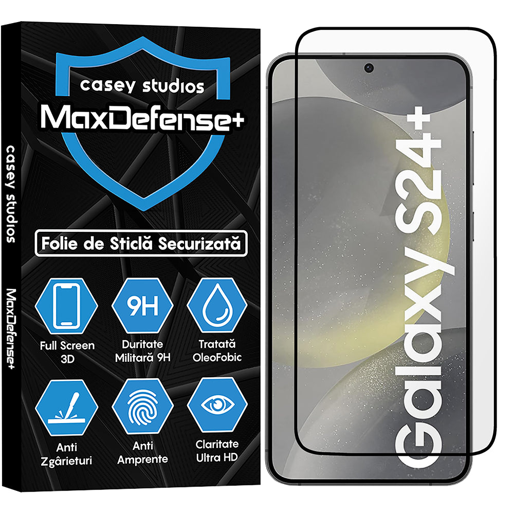 Folie Sticla MaxDefense+ - Samsung Galaxy S24 Plus - Negru