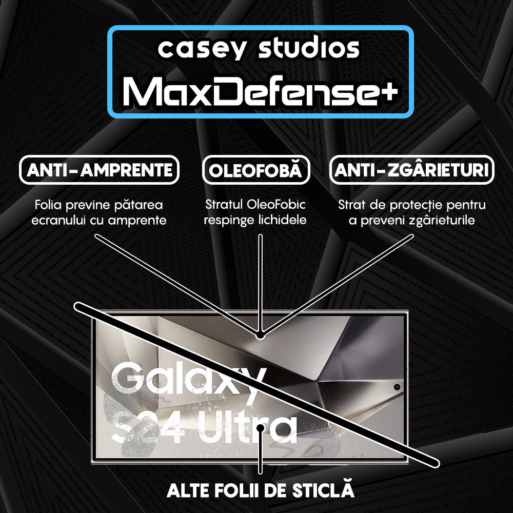 Folie Sticla MaxDefense+ - Samsung Galaxy S24 Ultra - Negru