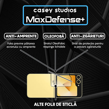 Folie Sticla MaxDefense+ - Samsung Galaxy Z Flip5 - Negru