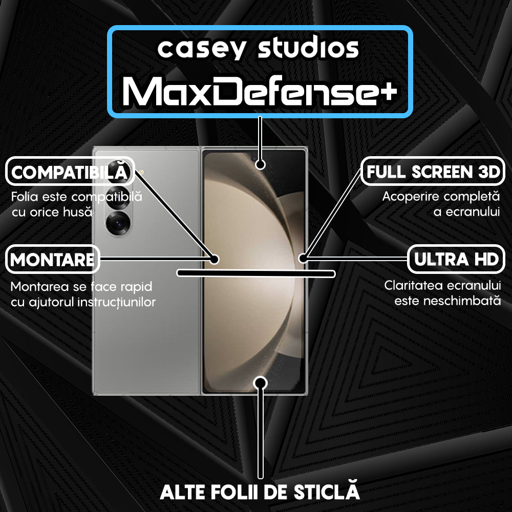 Folie Sticla MaxDefense+ - Samsung Galaxy Z Fold5 - Negru