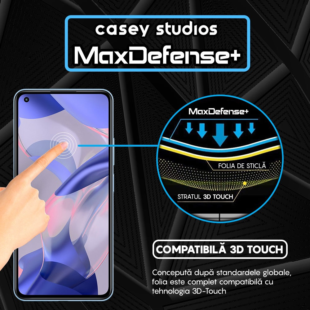 Folie Sticla MaxDefense+ - Xiaomi 11 Lite 5G NE/Mi 11 Lite/Mi 11 Lite 5G - Negru