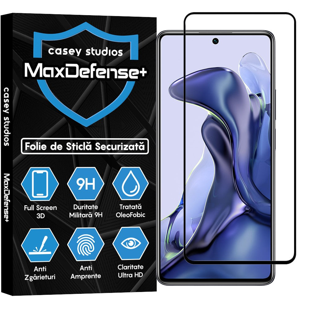 Folie Sticla MaxDefense+ - Xiaomi 11T/11T Pro - Negru