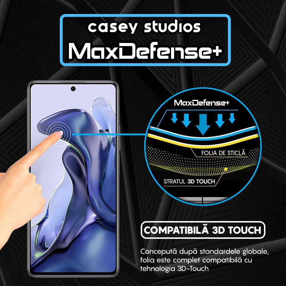 Folie Sticla MaxDefense+ - Xiaomi 11T/11T Pro - Negru