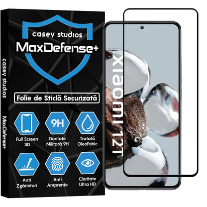Folie Sticla MaxDefense+ - Xiaomi 12T/Xiaomi 12T Pro - Negru