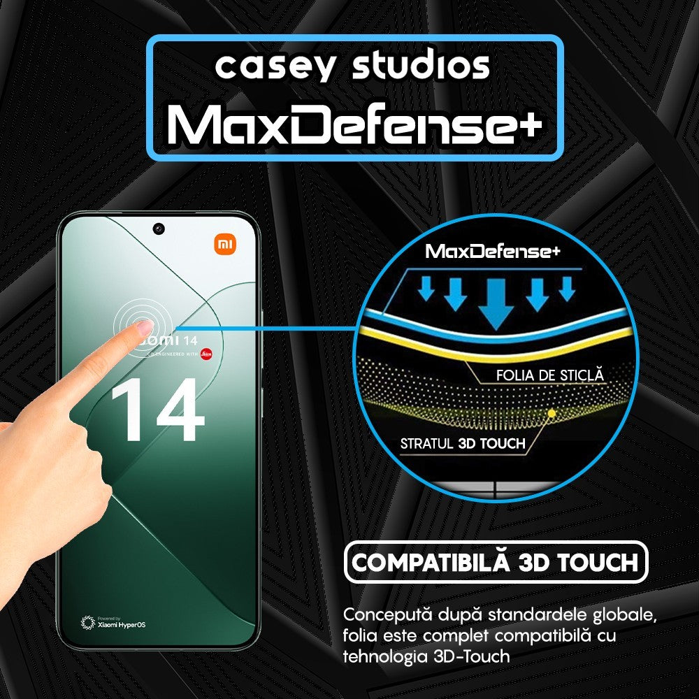 Folie Sticla MaxDefense+ - Xiaomi 13/14 - Negru