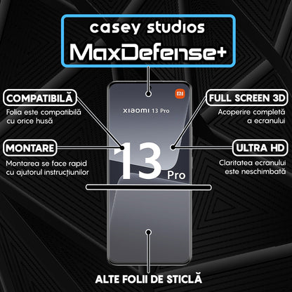 Folie Sticla MaxDefense+ - Xiaomi 13 Pro - Negru