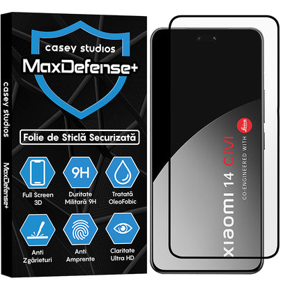 Folie Sticla MaxDefense+ - Xiaomi 14 Civi - Negru