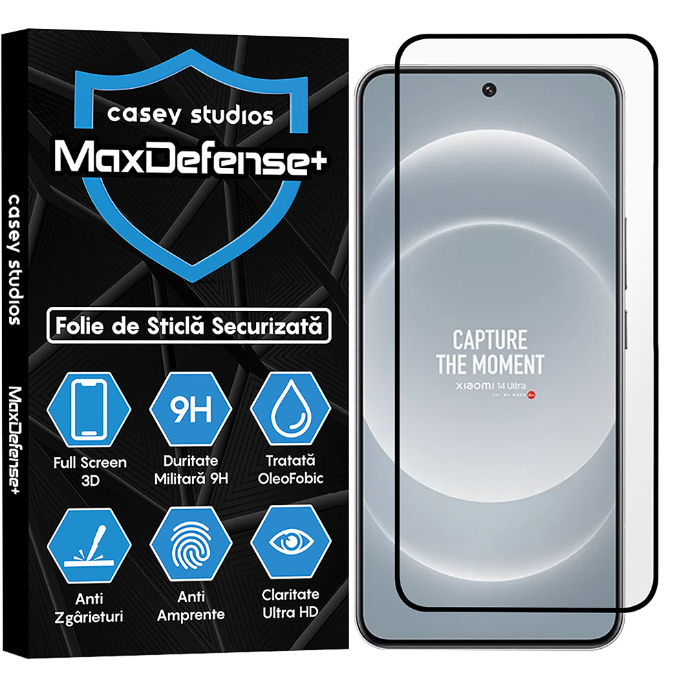 Folie Sticla MaxDefense+ - Xiaomi 14 Ultra - Negru