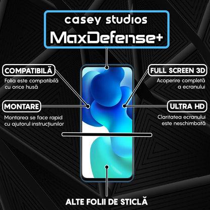 Folie Sticla MaxDefense+ - Xiaomi Mi 10 Lite - Negru