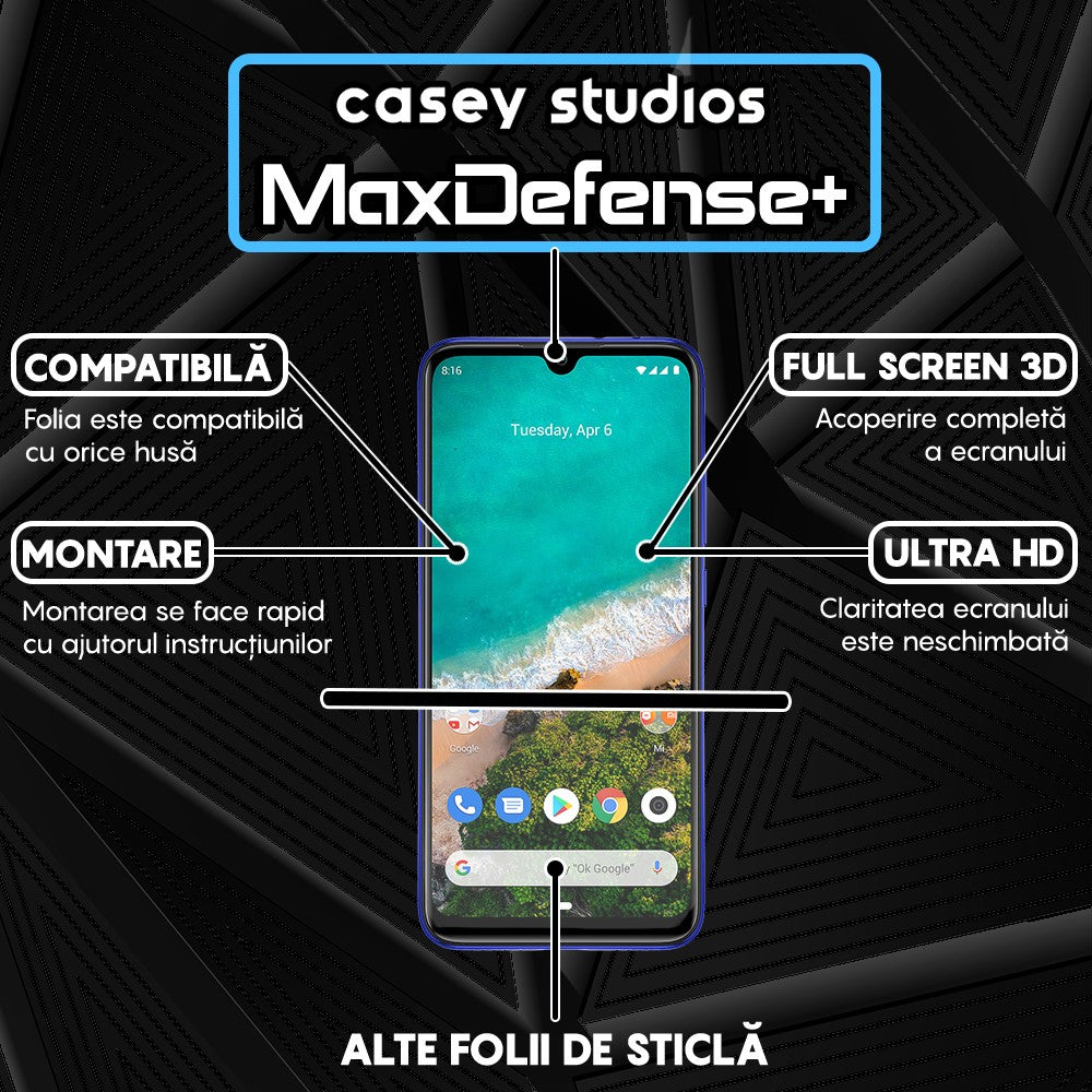 Folie Sticla MaxDefense+ - Xiaomi Mi A3/Mi CC9e - Negru