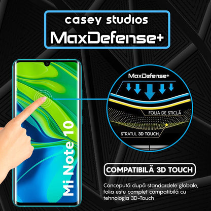 Folie Sticla MaxDefense+ - Xiaomi Mi Note 10/Mi Note 10 Pro - Negru