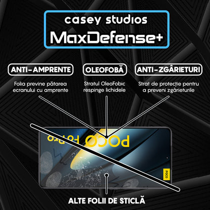 Folie Sticla MaxDefense+ - Xiaomi Poco F6 Pro - Negru
