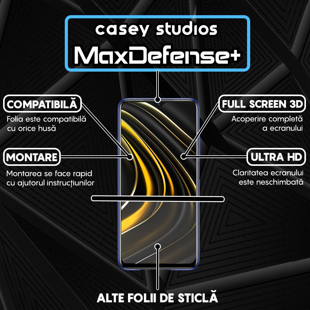 Folie Sticla MaxDefense+ - Xiaomi Poco M3/Redmi 9T - Negru