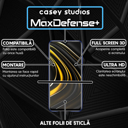 Folie Sticla MaxDefense+ - Xiaomi Poco M3/Redmi 9T - Negru