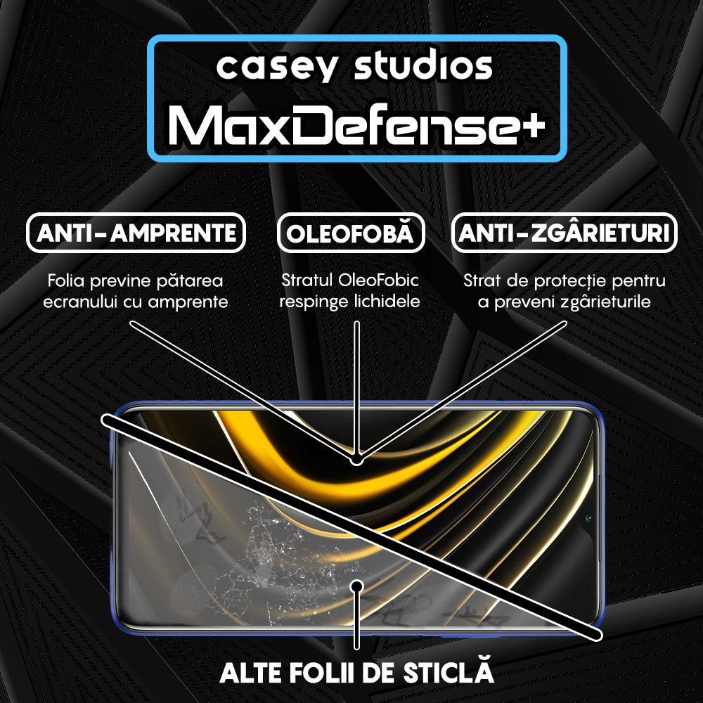 Folie Sticla MaxDefense+ - Xiaomi Poco M3/Redmi 9T - Negru
