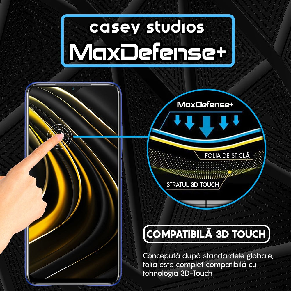 Folie Sticla MaxDefense+ - Xiaomi Poco M3/Redmi 9T - Negru
