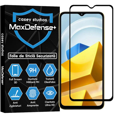 Folie Sticla MaxDefense+ - Xiaomi Poco M5 - Negru