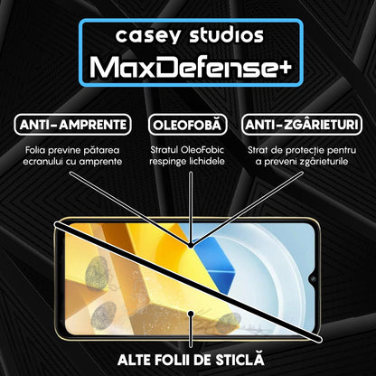 Folie Sticla MaxDefense+ - Xiaomi Poco M5 - Negru