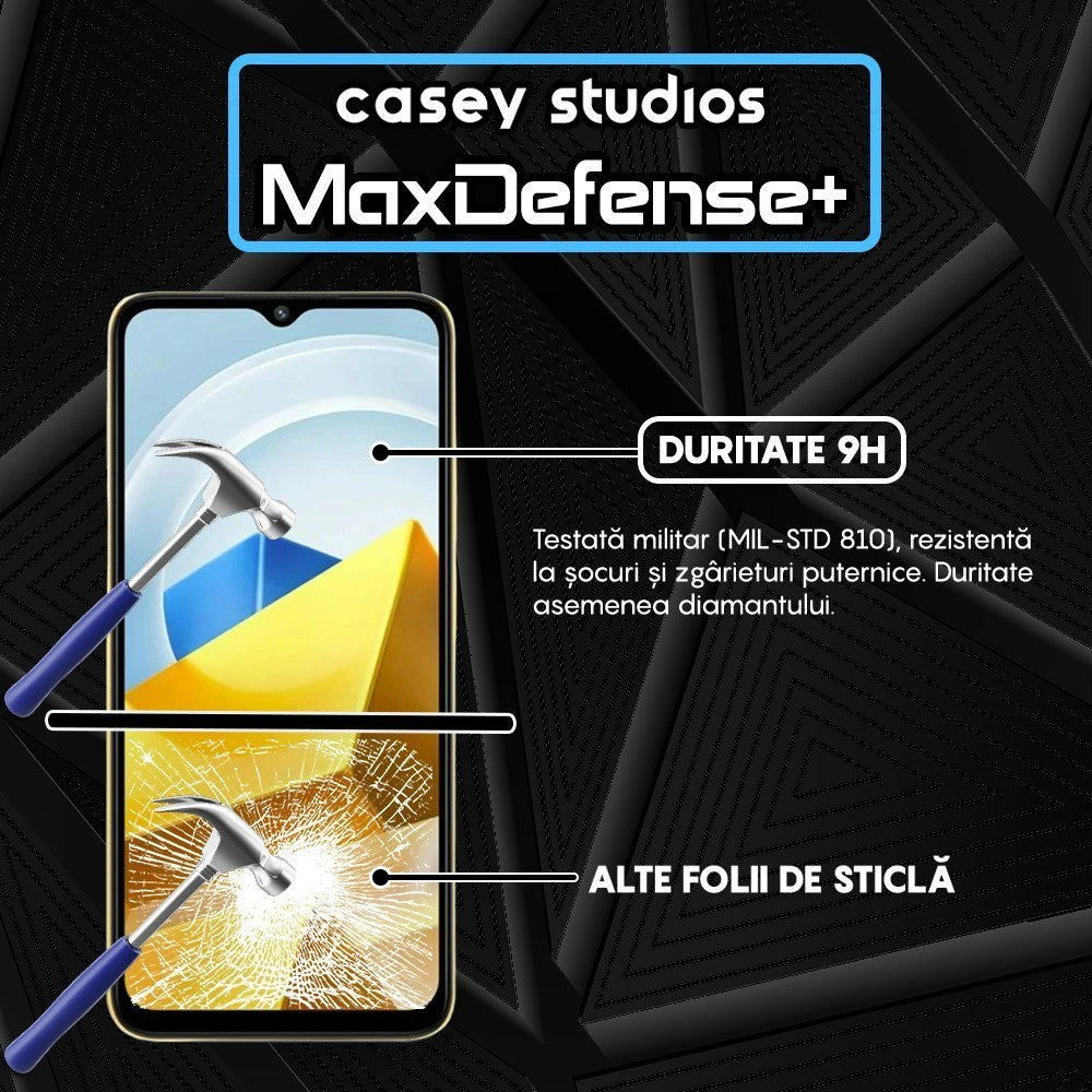 Folie Sticla MaxDefense+ - Xiaomi Poco M5 - Negru