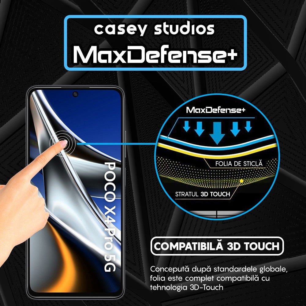 Folie Sticla MaxDefense+ - Xiaomi Poco X4 Pro 5G/Redmi Note 11 Pro 4G/Redmi Note 11 Pro 5G/Redmi Note 11 Pro+ 5G - Negru