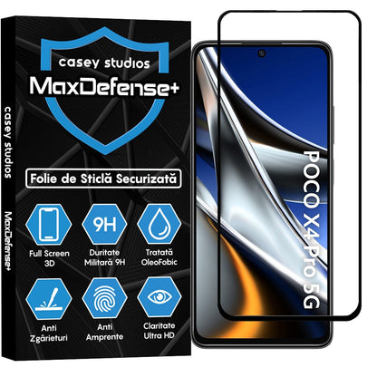Folie Sticla MaxDefense+ - Xiaomi Poco X4 Pro 5G/Redmi Note 11 Pro 4G/Redmi Note 11 Pro 5G/Redmi Note 11 Pro+ 5G - Negru