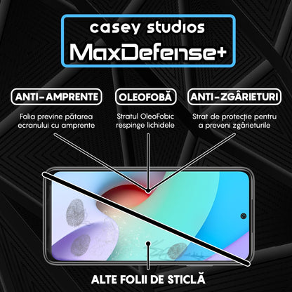 Folie Sticla MaxDefense+ - Xiaomi Redmi 10/Redmi 10 2022 - Negru